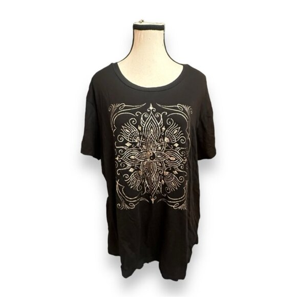 Women’s torrid 1 Black Silver Yin Yang Performance Cotton Active Tee 14 16 1X - Picture 2 of 14